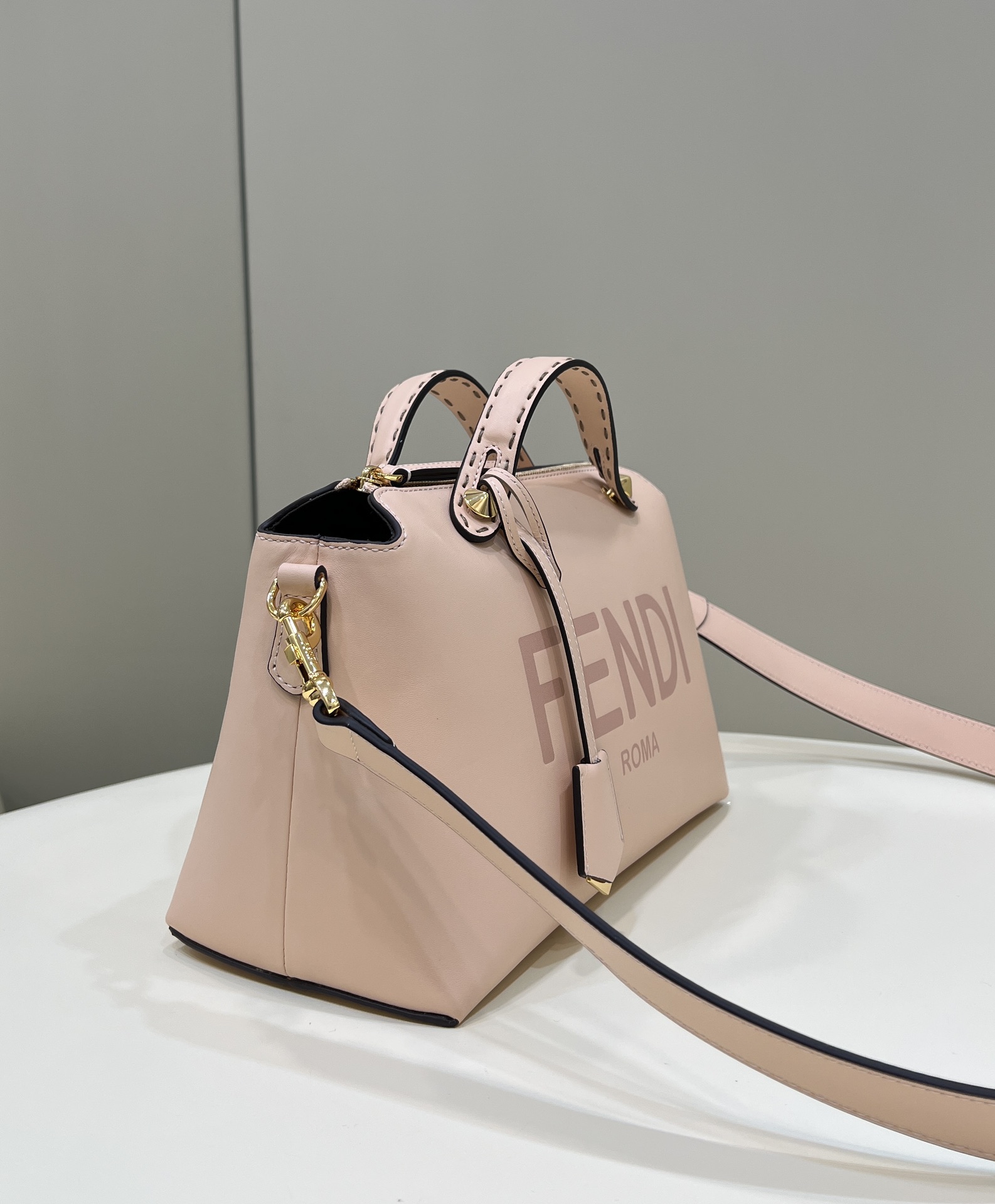 Fendi Medium By The Way Leather Boston Shoulder Bag Pink